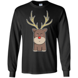 T-Shirts Black / S Kawaii Christmas Reindeer Men's Long Sleeve T-Shirt