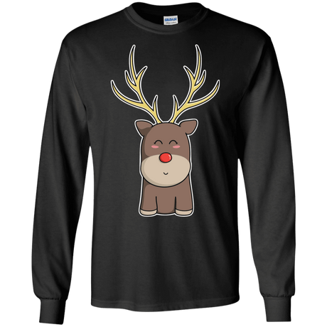 T-Shirts Black / S Kawaii Christmas Reindeer Men's Long Sleeve T-Shirt