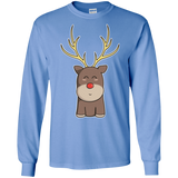 T-Shirts Carolina Blue / S Kawaii Christmas Reindeer Men's Long Sleeve T-Shirt