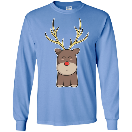 T-Shirts Carolina Blue / S Kawaii Christmas Reindeer Men's Long Sleeve T-Shirt