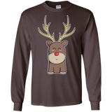 T-Shirts Dark Chocolate / S Kawaii Christmas Reindeer Men's Long Sleeve T-Shirt