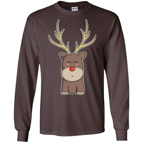 T-Shirts Dark Chocolate / S Kawaii Christmas Reindeer Men's Long Sleeve T-Shirt