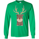 T-Shirts Irish Green / S Kawaii Christmas Reindeer Men's Long Sleeve T-Shirt