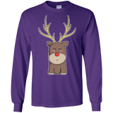 T-Shirts Purple / S Kawaii Christmas Reindeer Men's Long Sleeve T-Shirt