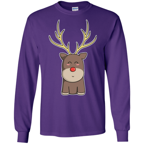 T-Shirts Purple / S Kawaii Christmas Reindeer Men's Long Sleeve T-Shirt