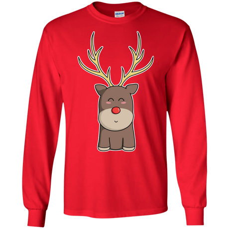 T-Shirts Red / S Kawaii Christmas Reindeer Men's Long Sleeve T-Shirt