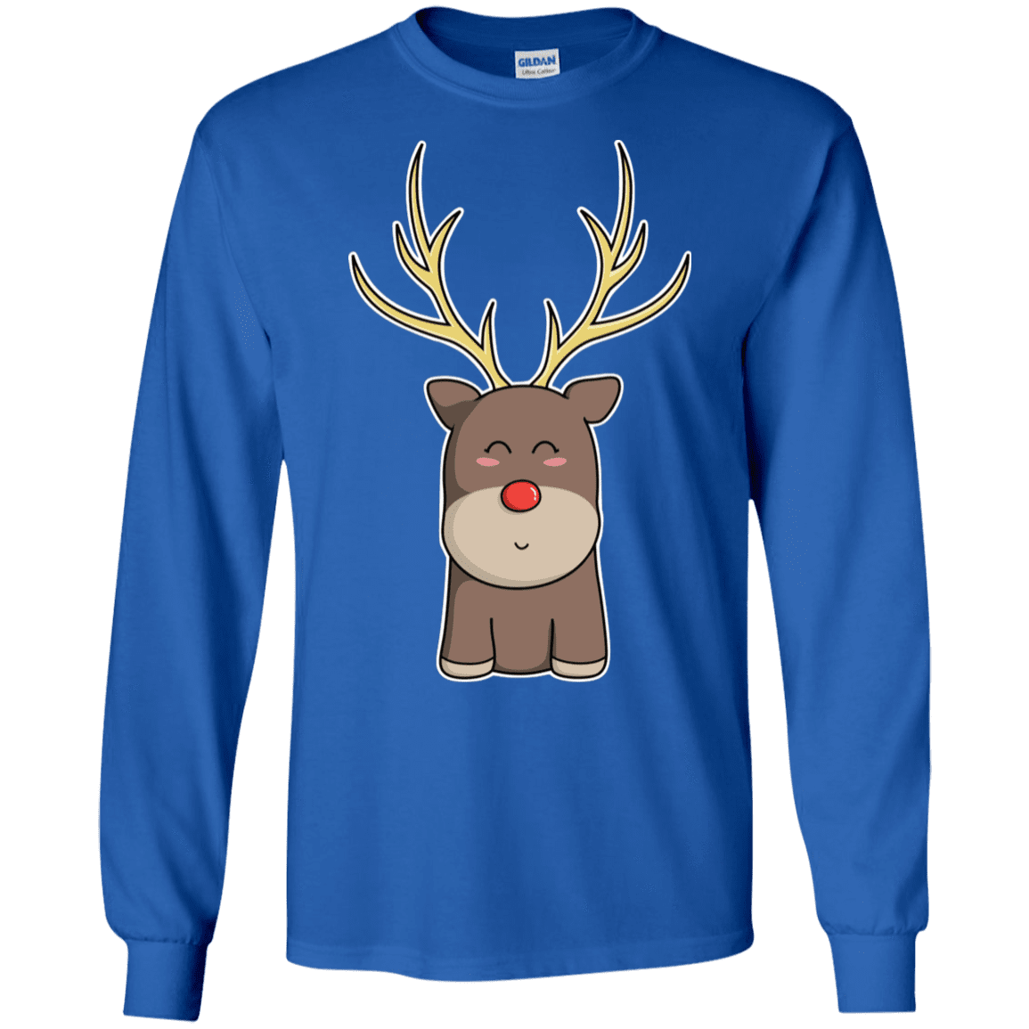 T-Shirts Royal / S Kawaii Christmas Reindeer Men's Long Sleeve T-Shirt