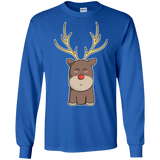 T-Shirts Royal / S Kawaii Christmas Reindeer Men's Long Sleeve T-Shirt