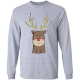 T-Shirts Sport Grey / S Kawaii Christmas Reindeer Men's Long Sleeve T-Shirt