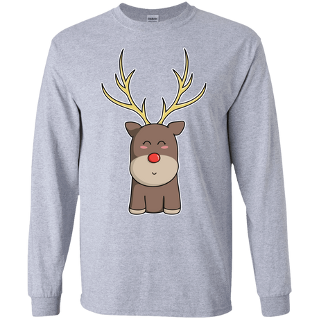 T-Shirts Sport Grey / S Kawaii Christmas Reindeer Men's Long Sleeve T-Shirt