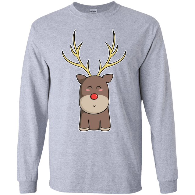 T-Shirts Sport Grey / S Kawaii Christmas Reindeer Men's Long Sleeve T-Shirt