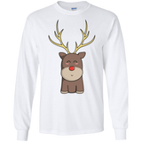 T-Shirts White / S Kawaii Christmas Reindeer Men's Long Sleeve T-Shirt