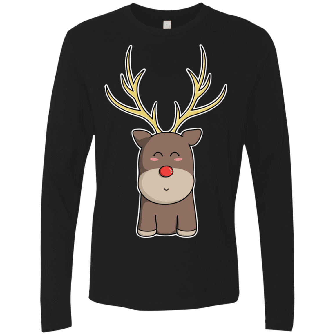 T-Shirts Black / S Kawaii Christmas Reindeer Men's Premium Long Sleeve