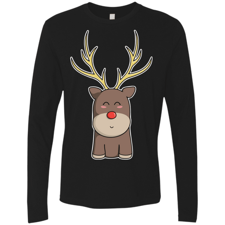 T-Shirts Black / S Kawaii Christmas Reindeer Men's Premium Long Sleeve