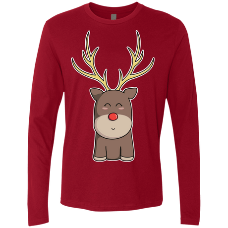 T-Shirts Cardinal / S Kawaii Christmas Reindeer Men's Premium Long Sleeve