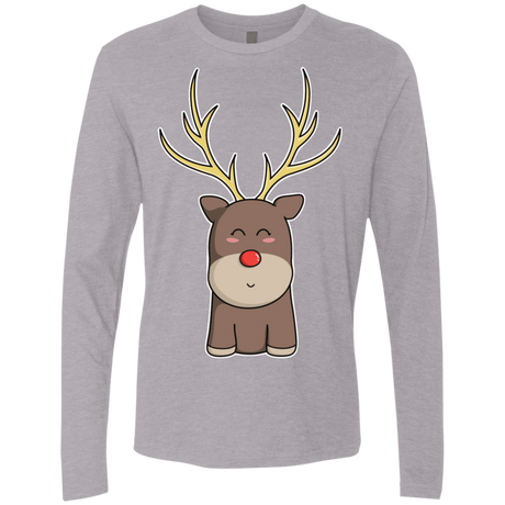 T-Shirts Heather Grey / S Kawaii Christmas Reindeer Men's Premium Long Sleeve