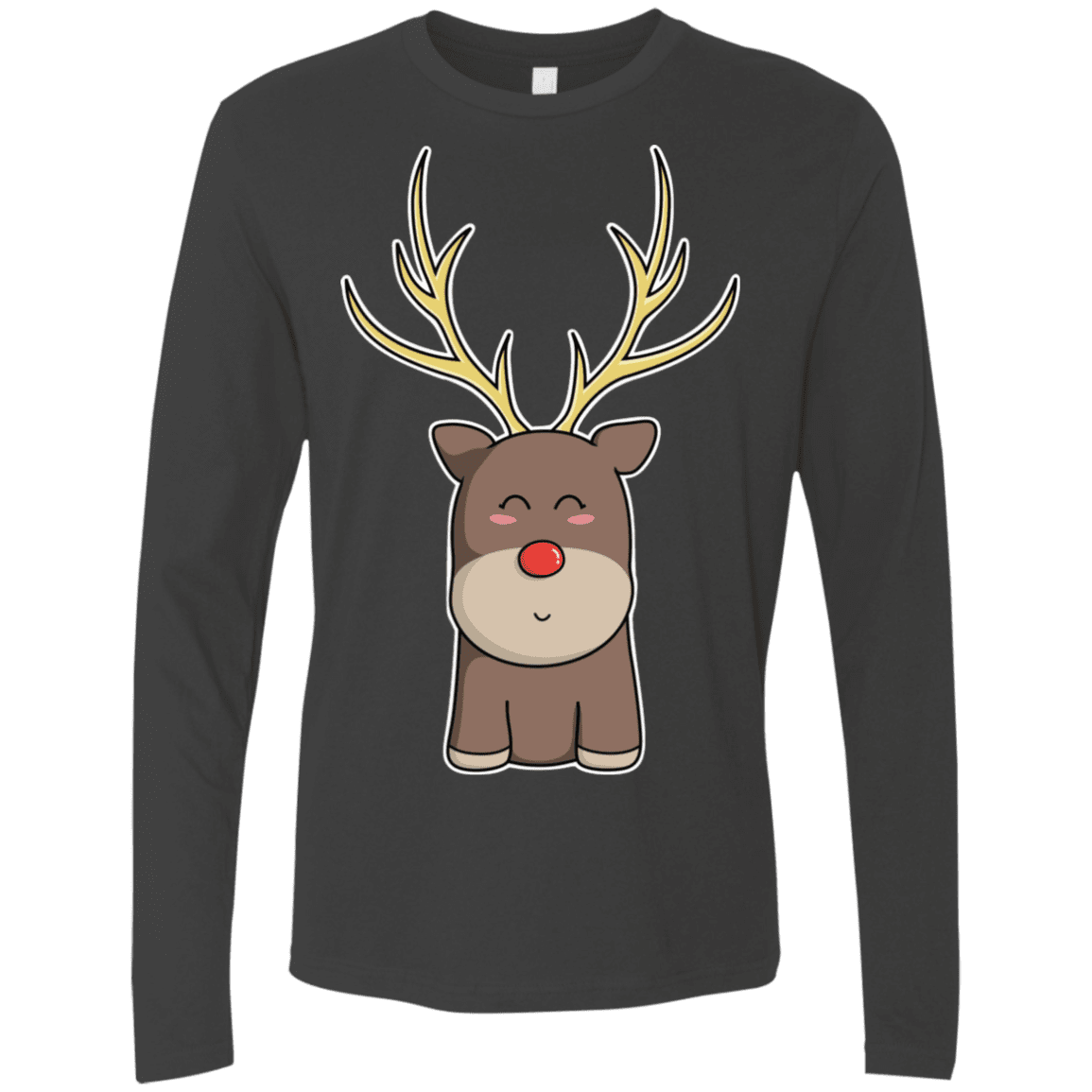 T-Shirts Heavy Metal / S Kawaii Christmas Reindeer Men's Premium Long Sleeve