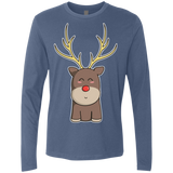 T-Shirts Indigo / S Kawaii Christmas Reindeer Men's Premium Long Sleeve