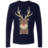 T-Shirts Midnight Navy / S Kawaii Christmas Reindeer Men's Premium Long Sleeve