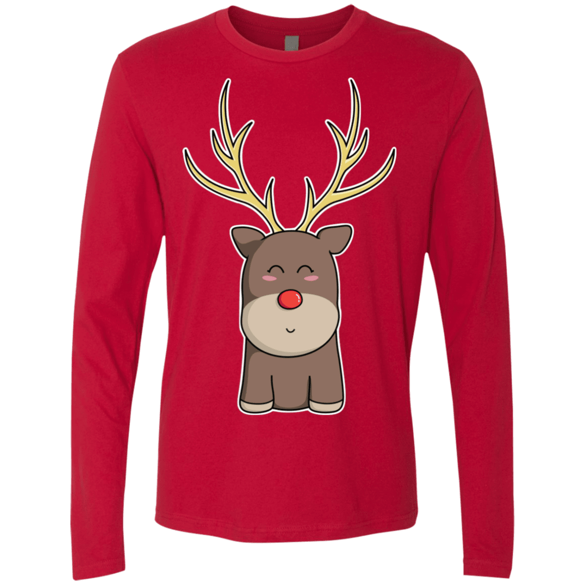 T-Shirts Red / S Kawaii Christmas Reindeer Men's Premium Long Sleeve