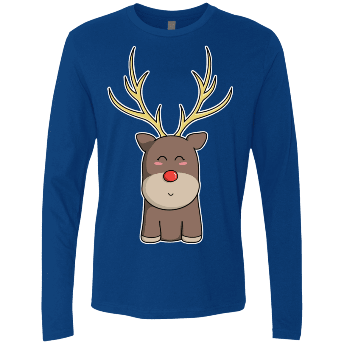 T-Shirts Royal / S Kawaii Christmas Reindeer Men's Premium Long Sleeve