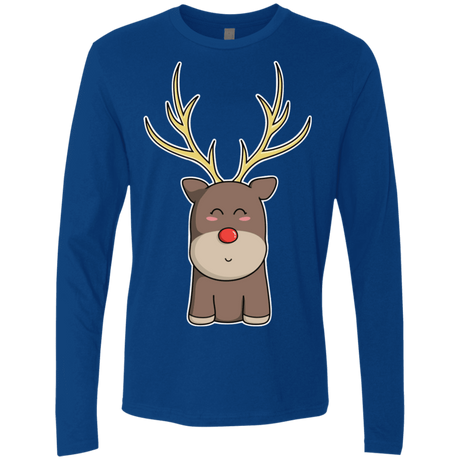 T-Shirts Royal / S Kawaii Christmas Reindeer Men's Premium Long Sleeve