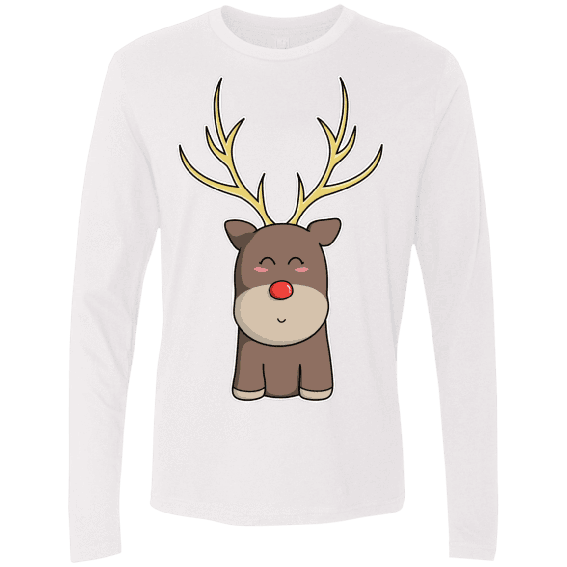 T-Shirts White / S Kawaii Christmas Reindeer Men's Premium Long Sleeve