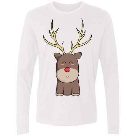 T-Shirts White / S Kawaii Christmas Reindeer Men's Premium Long Sleeve