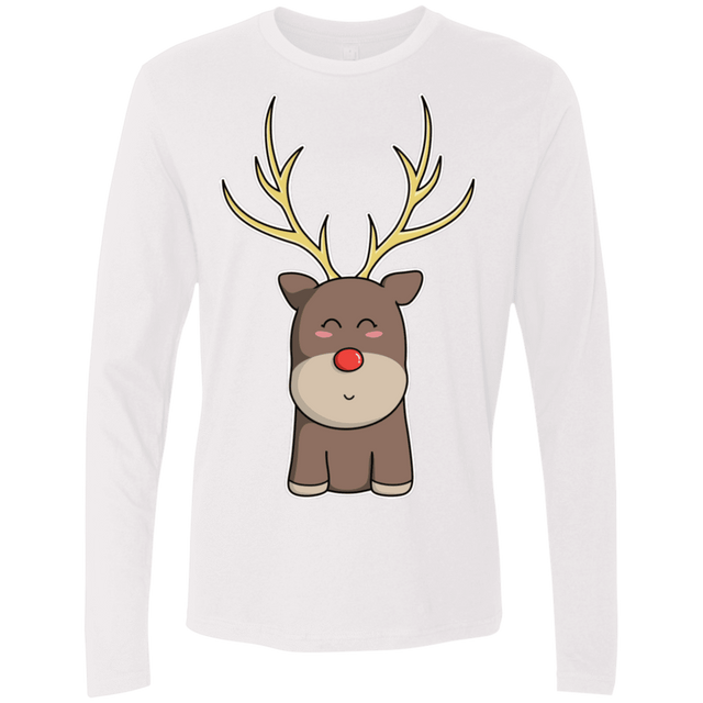 T-Shirts White / S Kawaii Christmas Reindeer Men's Premium Long Sleeve