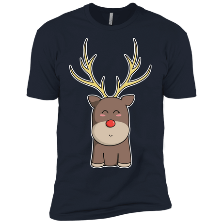 T-Shirts Midnight Navy / X-Small Kawaii Christmas Reindeer Men's Premium T-Shirt