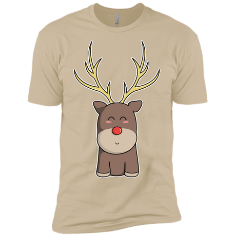 T-Shirts Sand / X-Small Kawaii Christmas Reindeer Men's Premium T-Shirt