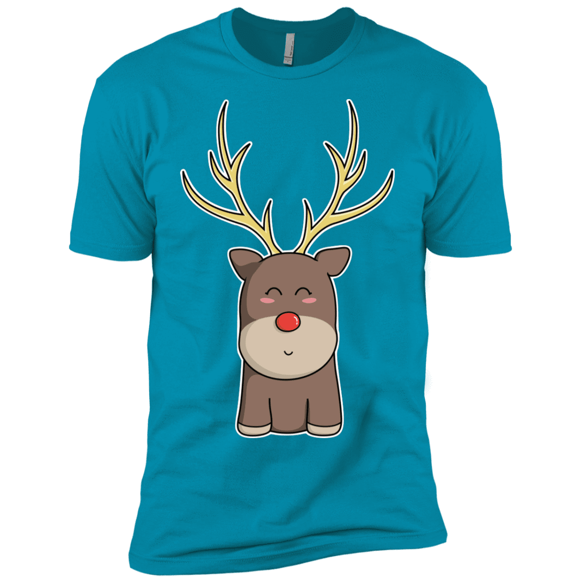 T-Shirts Turquoise / X-Small Kawaii Christmas Reindeer Men's Premium T-Shirt