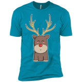 T-Shirts Turquoise / X-Small Kawaii Christmas Reindeer Men's Premium T-Shirt
