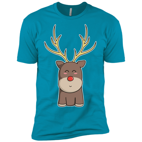 T-Shirts Turquoise / X-Small Kawaii Christmas Reindeer Men's Premium T-Shirt
