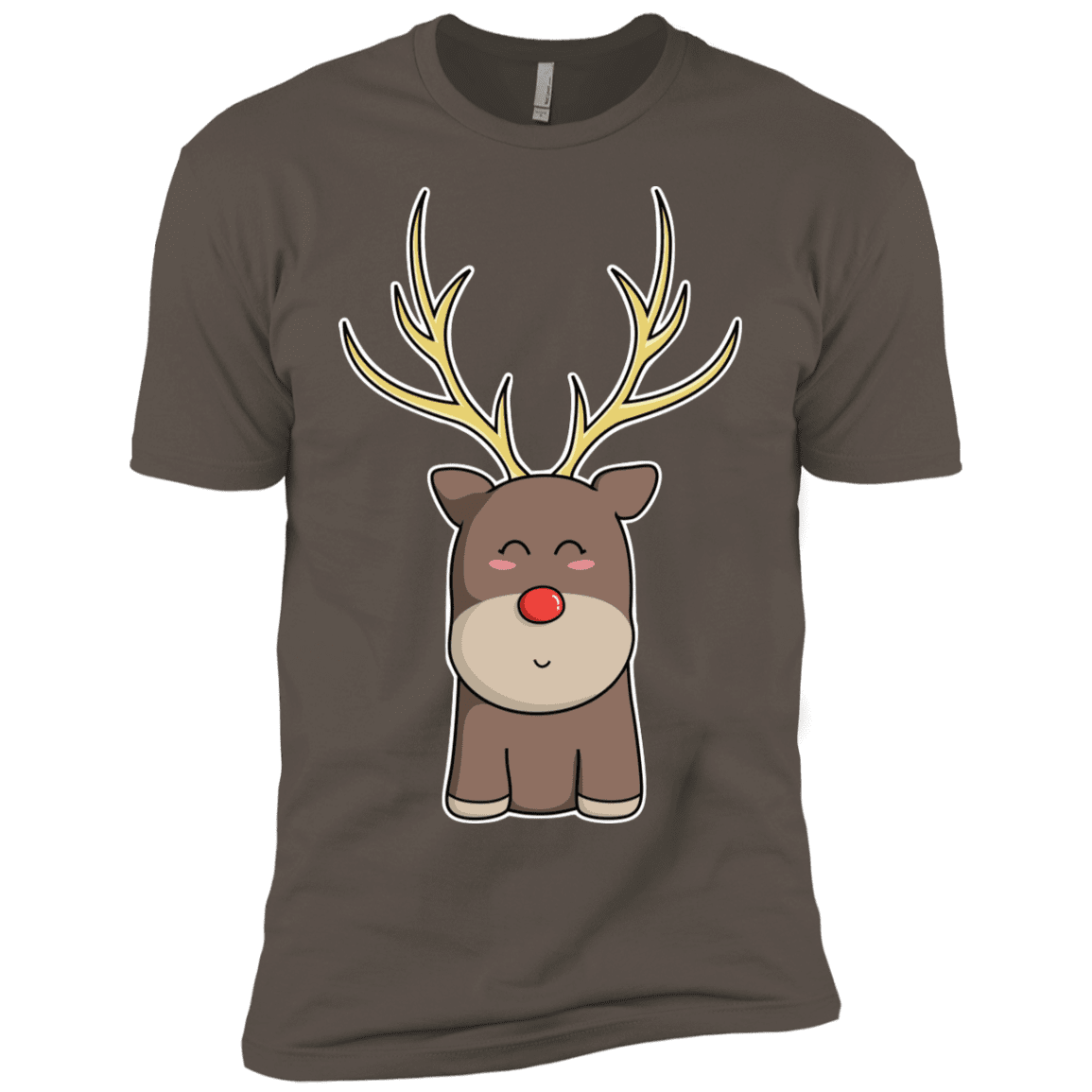 T-Shirts Warm Grey / X-Small Kawaii Christmas Reindeer Men's Premium T-Shirt