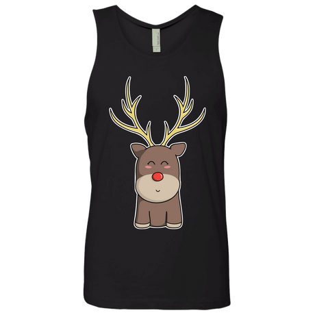 T-Shirts Black / S Kawaii Christmas Reindeer Men's Premium Tank Top