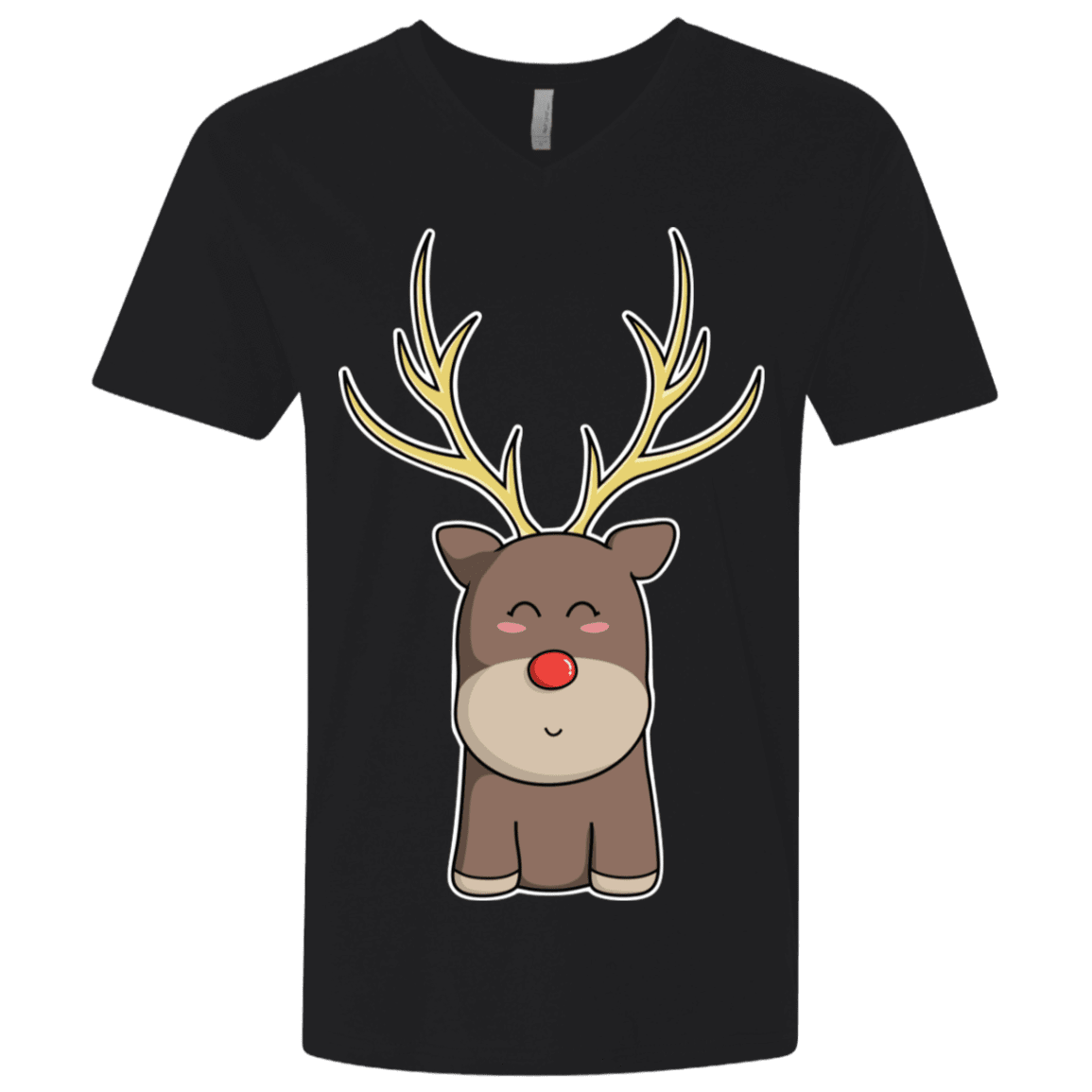 T-Shirts Black / X-Small Kawaii Christmas Reindeer Men's Premium V-Neck