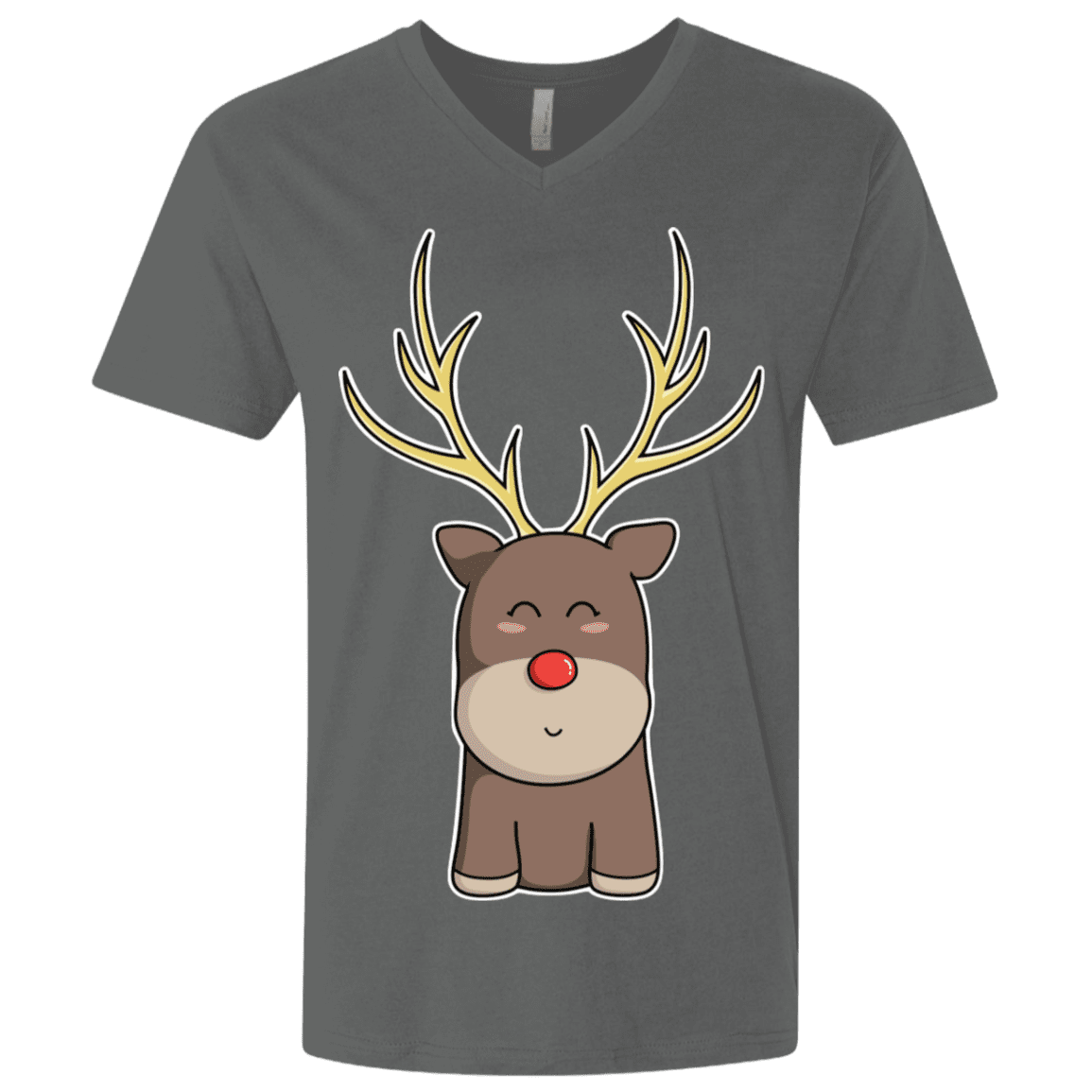 T-Shirts Heavy Metal / X-Small Kawaii Christmas Reindeer Men's Premium V-Neck