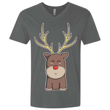 T-Shirts Heavy Metal / X-Small Kawaii Christmas Reindeer Men's Premium V-Neck