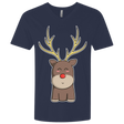 T-Shirts Midnight Navy / X-Small Kawaii Christmas Reindeer Men's Premium V-Neck