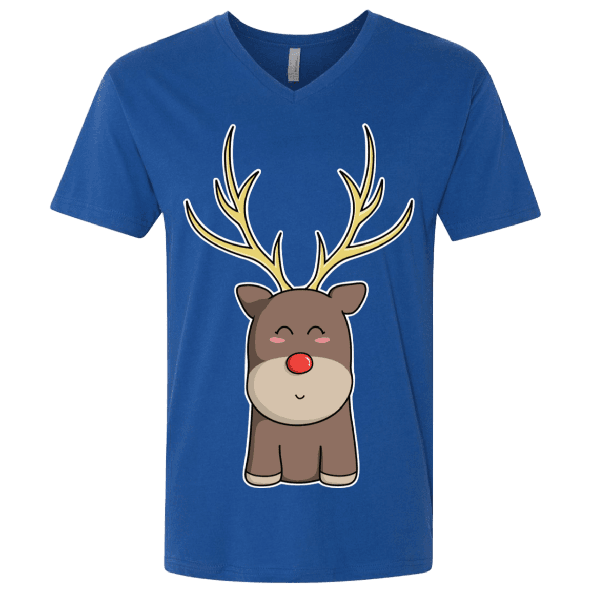 T-Shirts Royal / X-Small Kawaii Christmas Reindeer Men's Premium V-Neck