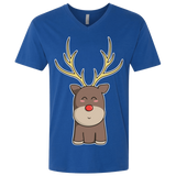 T-Shirts Royal / X-Small Kawaii Christmas Reindeer Men's Premium V-Neck