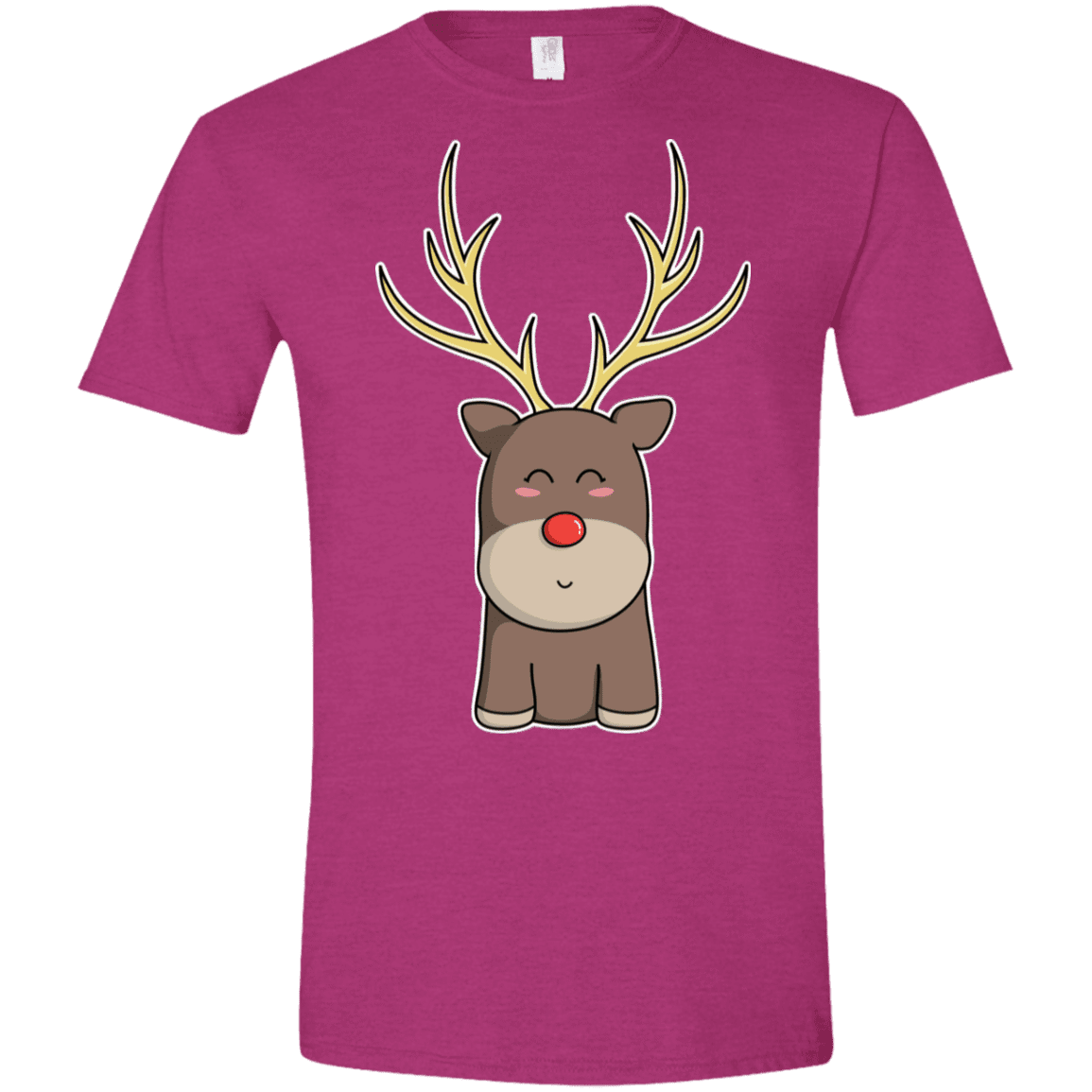 T-Shirts Antique Heliconia / S Kawaii Christmas Reindeer Men's Semi-Fitted Softstyle