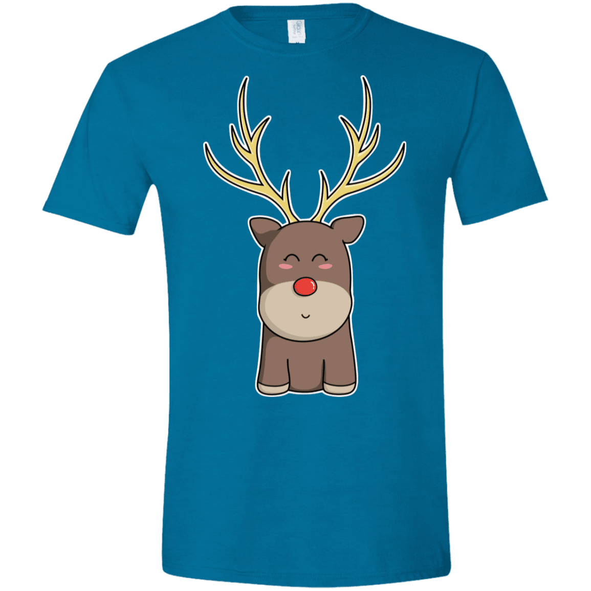 T-Shirts Antique Sapphire / S Kawaii Christmas Reindeer Men's Semi-Fitted Softstyle