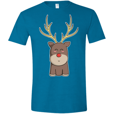 T-Shirts Antique Sapphire / S Kawaii Christmas Reindeer Men's Semi-Fitted Softstyle