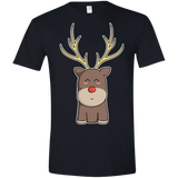 T-Shirts Black / X-Small Kawaii Christmas Reindeer Men's Semi-Fitted Softstyle