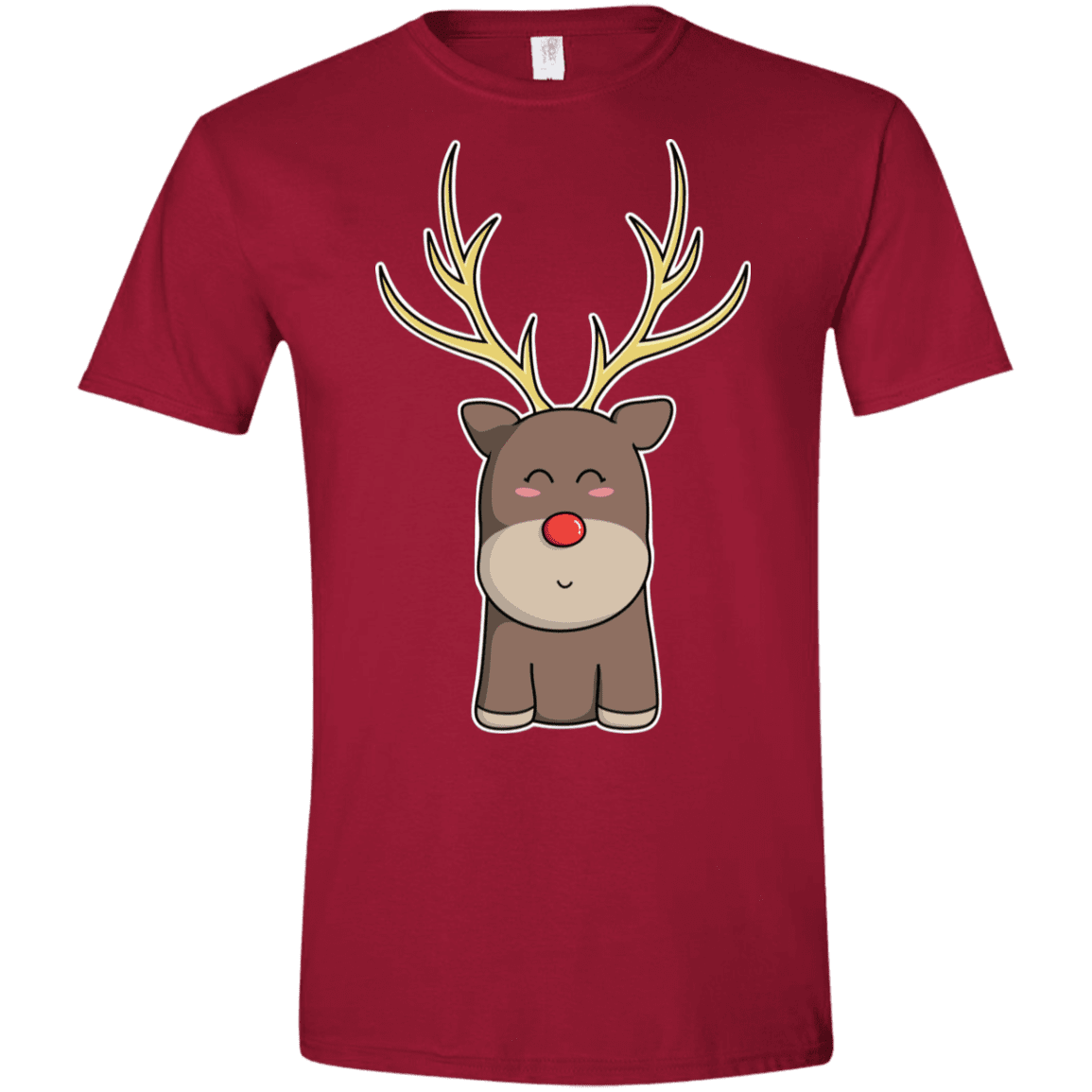 T-Shirts Cardinal Red / S Kawaii Christmas Reindeer Men's Semi-Fitted Softstyle