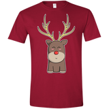 T-Shirts Cardinal Red / S Kawaii Christmas Reindeer Men's Semi-Fitted Softstyle
