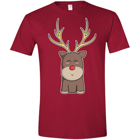 T-Shirts Cardinal Red / S Kawaii Christmas Reindeer Men's Semi-Fitted Softstyle