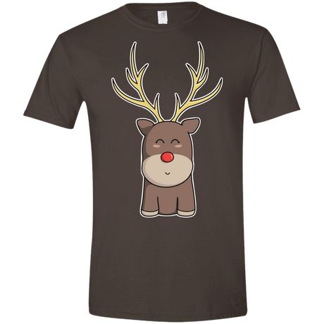 T-Shirts Dark Chocolate / S Kawaii Christmas Reindeer Men's Semi-Fitted Softstyle